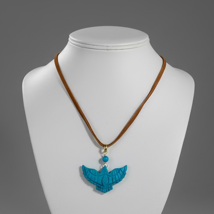 TURQUOISE THUNDERBIRD ON LEATHER
