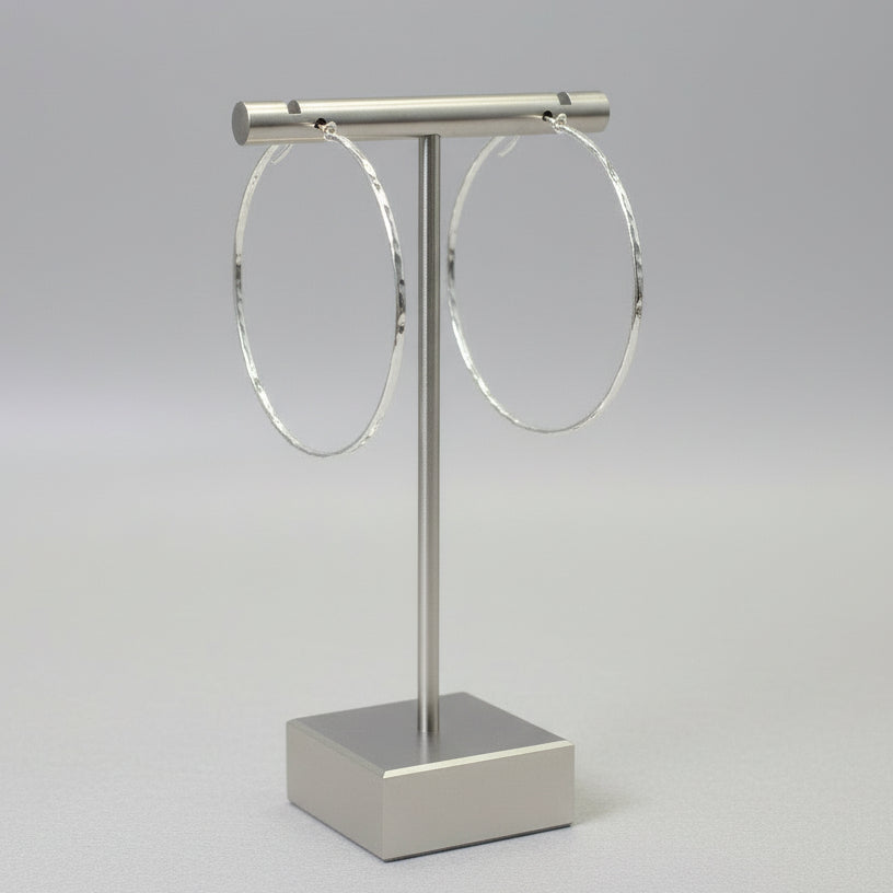 STERLING SILVER HAMMERED HOOPS
