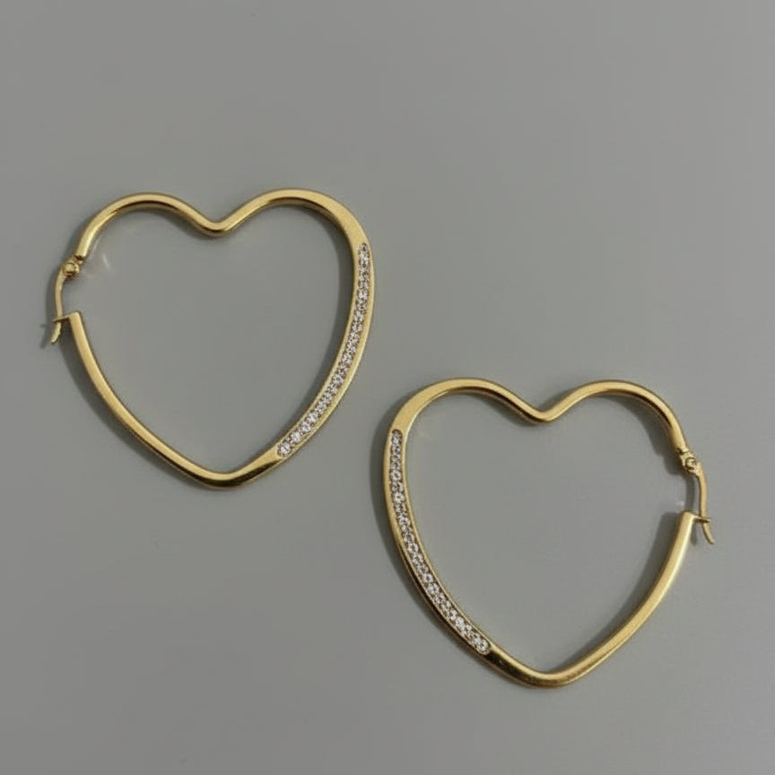 CZ HEART HOOPS