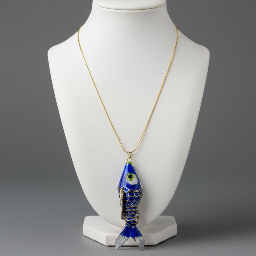 ENAMEL BLUE FISH NECKLACE