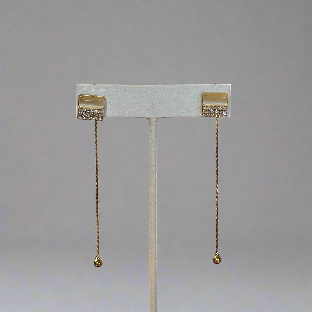 CRYSTAL AND PEARL SQUARE STUDS