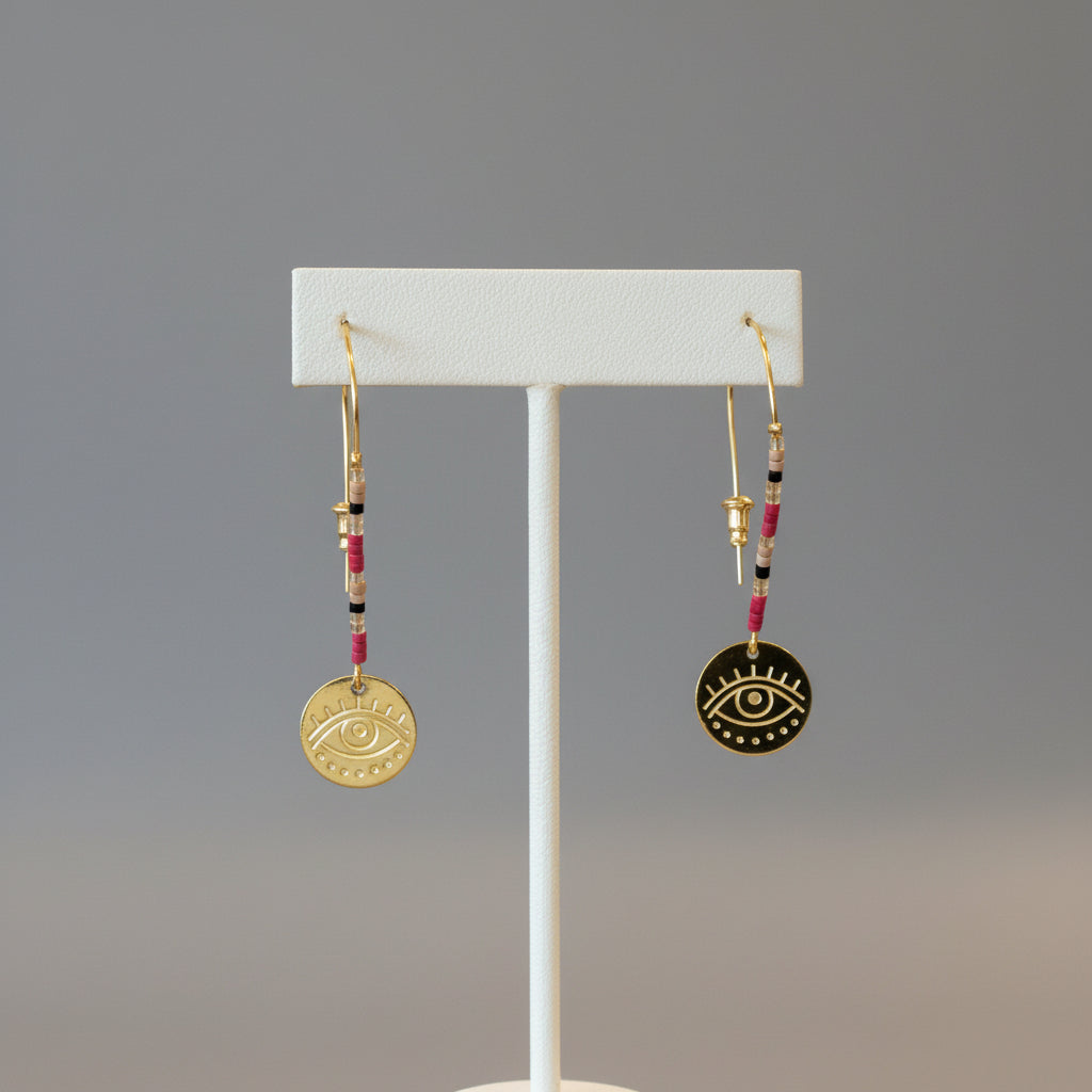 MULTI BEAD EVIL EYE EARRING