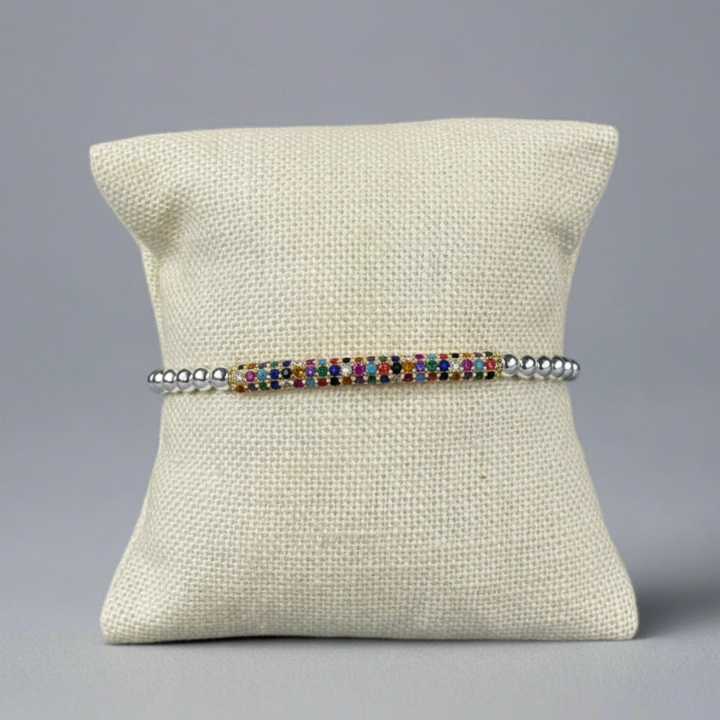 GOLD MULTI PAVE BEADED BRACELET