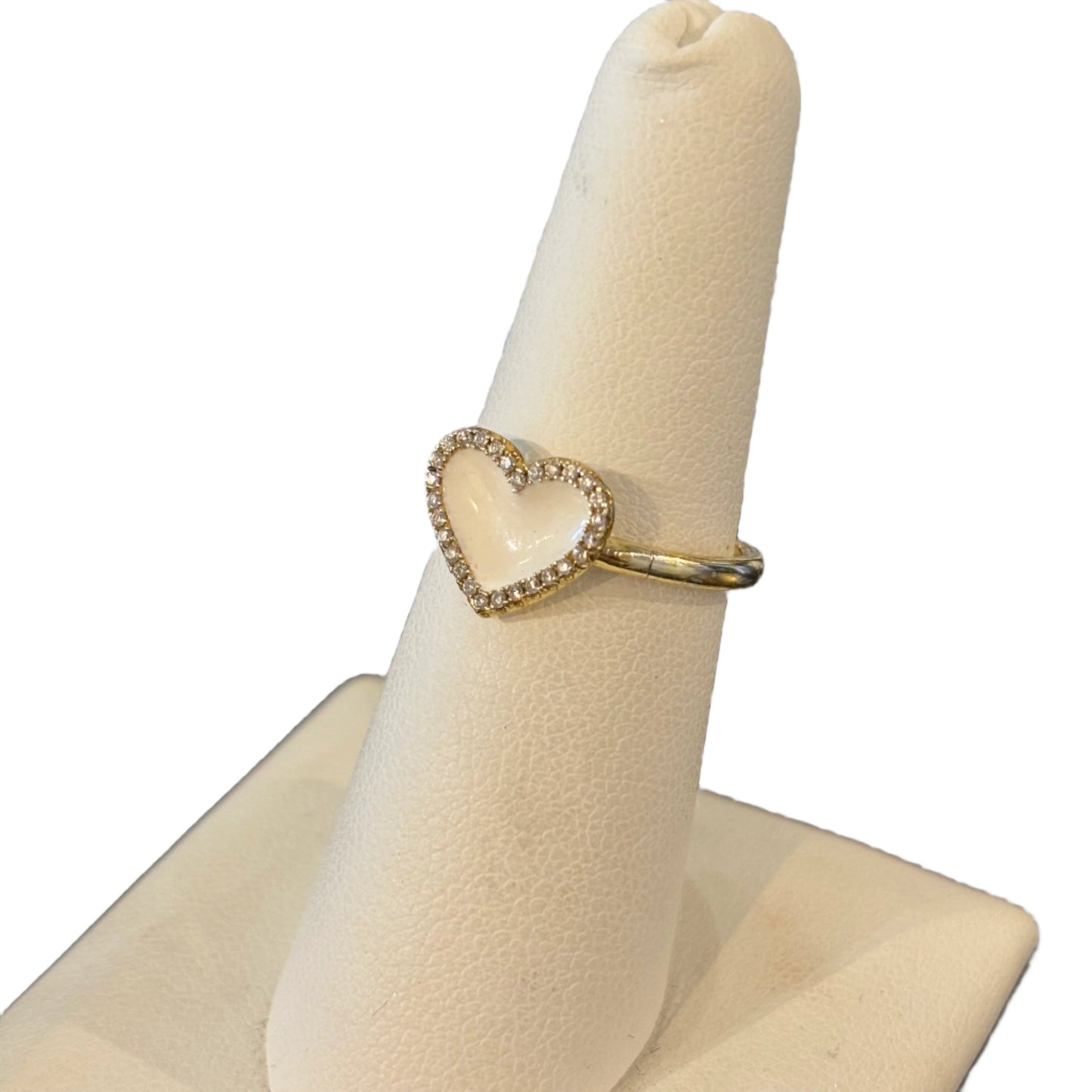 ENAMEL WHITE HEART RING