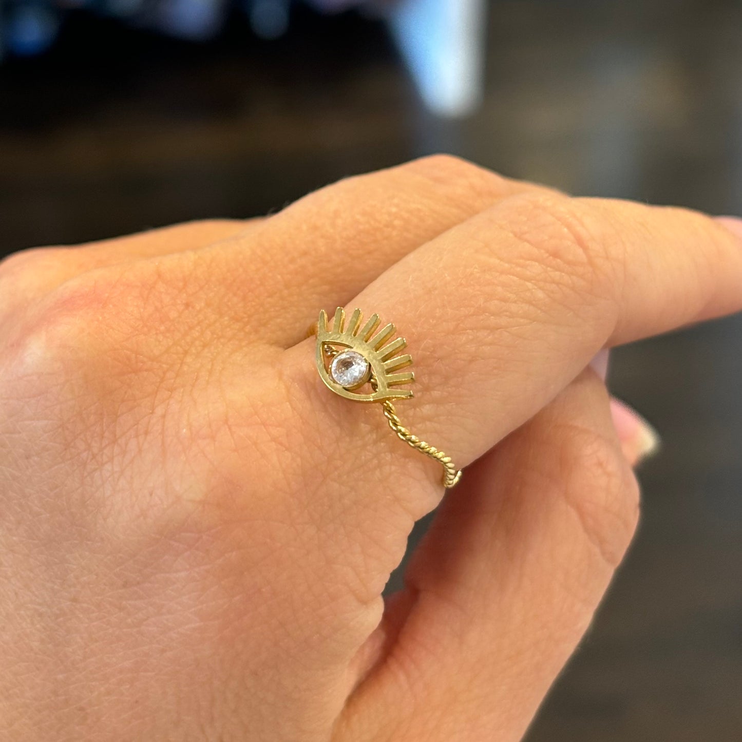 EVIL EYE TWIST WIRE RING