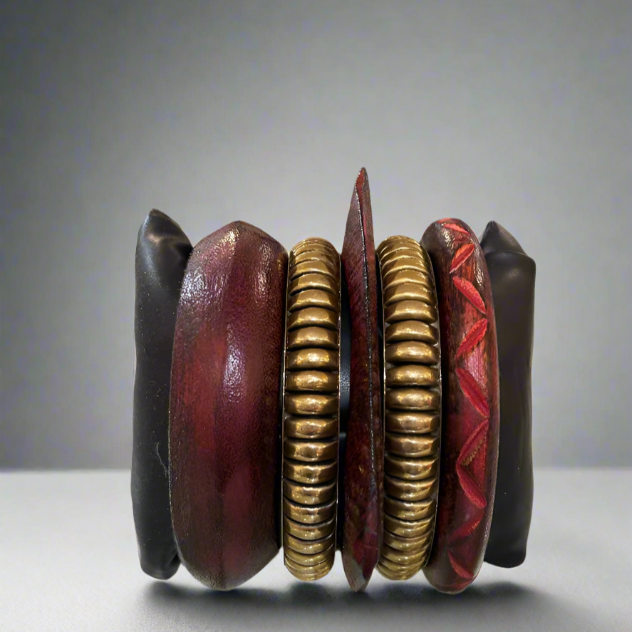 WOOD 5 PIECE SET BRACELET