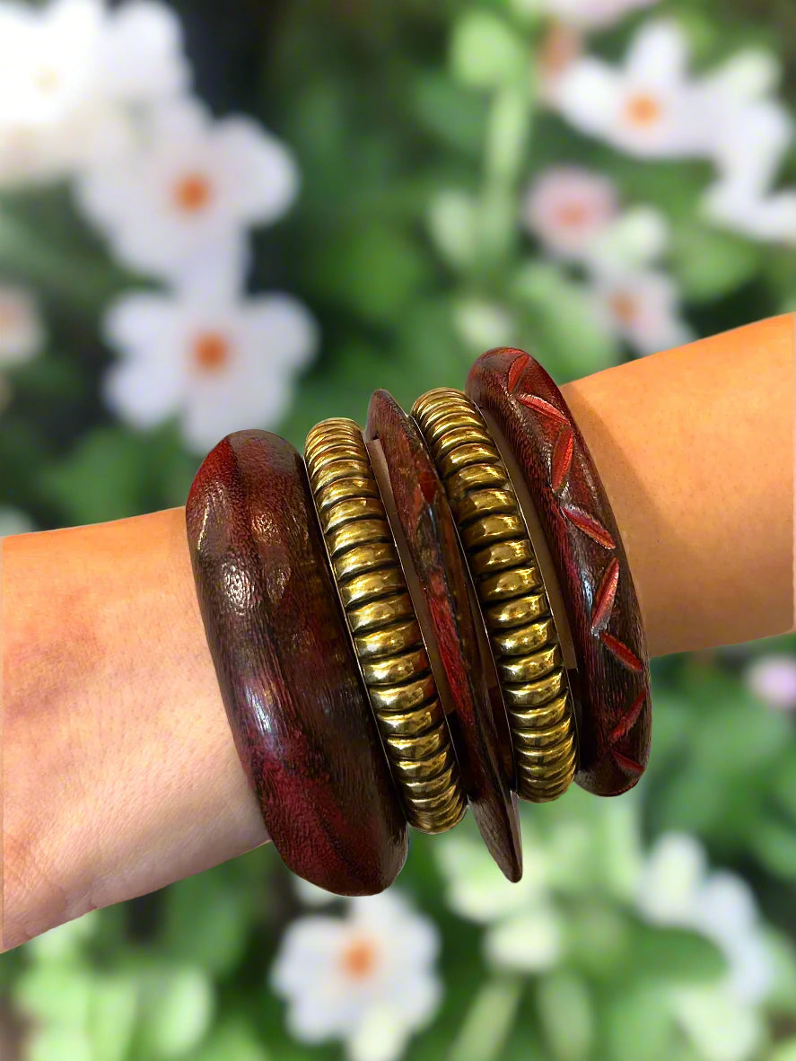 WOOD 5 PIECE SET BRACELET