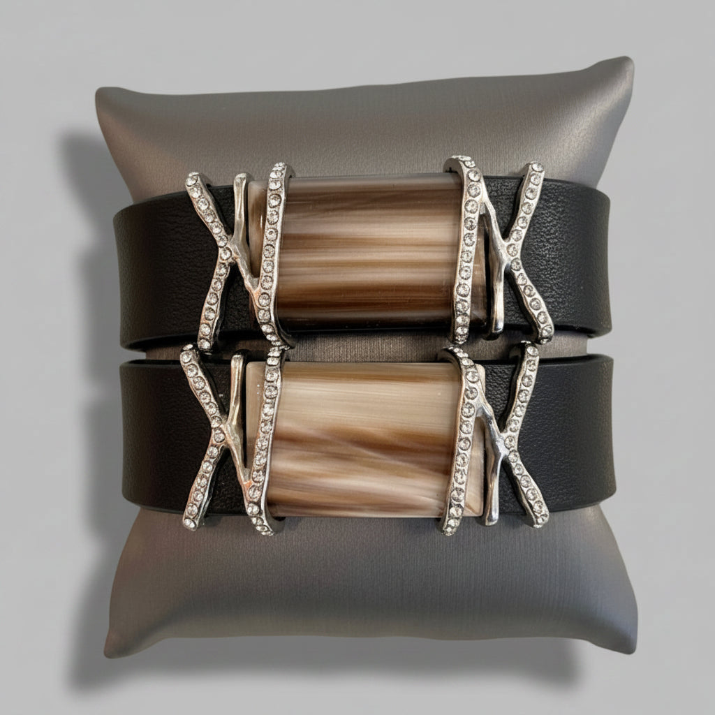 LEATHER HORN SWARVOSKI BRACELET