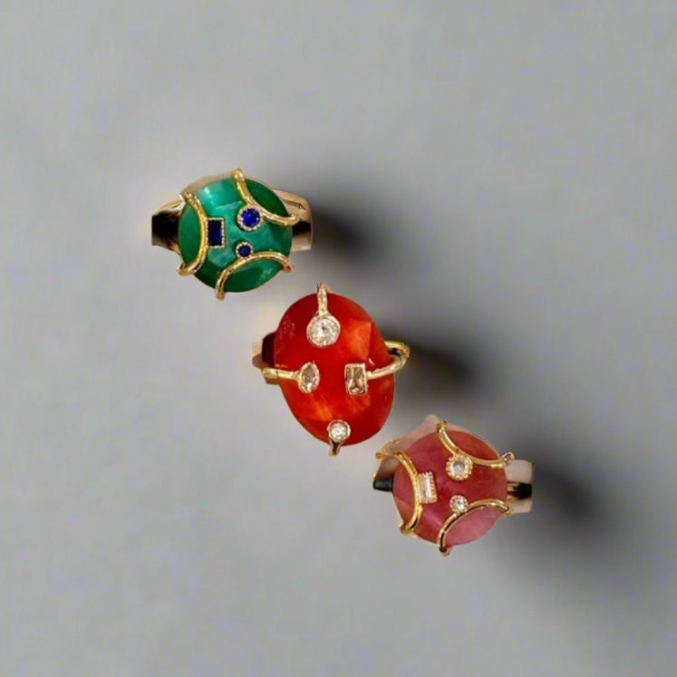 QUARTZ RING WITH CZ STONE