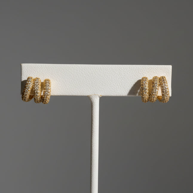 TRIPLE HOOP GOLD EARRING