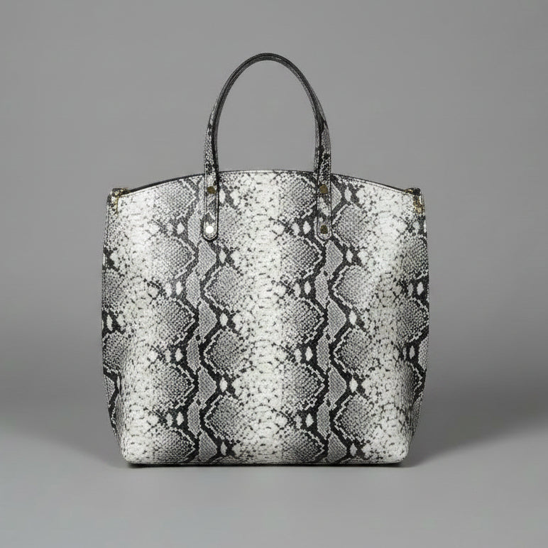 SNAKE PRINT LEATHER TOTE