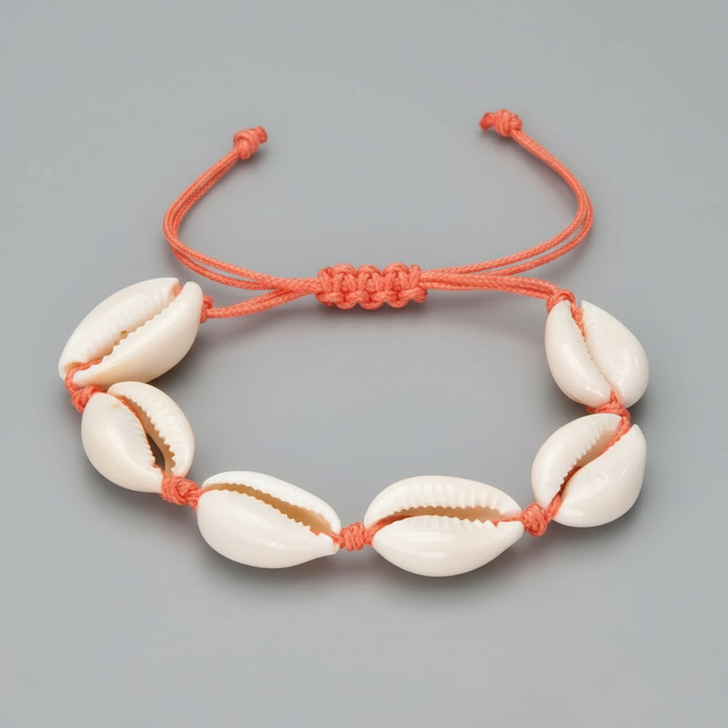 ORANGE ADJUSTABLE SHELL BRACELET