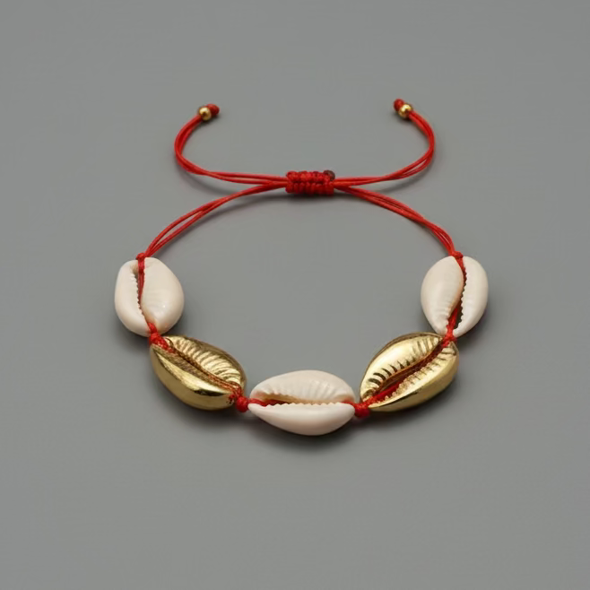 ADJUSTABLE WHITE & GOLD SHELL BRACELET