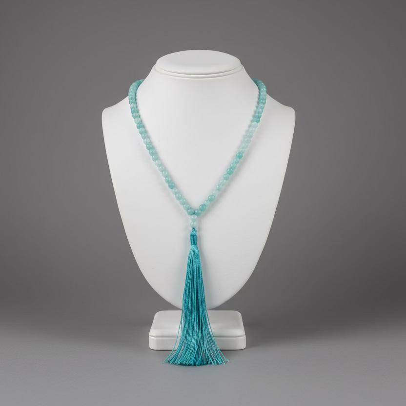 TURQUOISE BEADED NECKLACE WITH TASSEL
