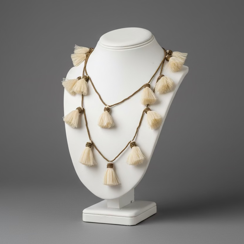 GOLD BEADED TASSEL NECKLACE