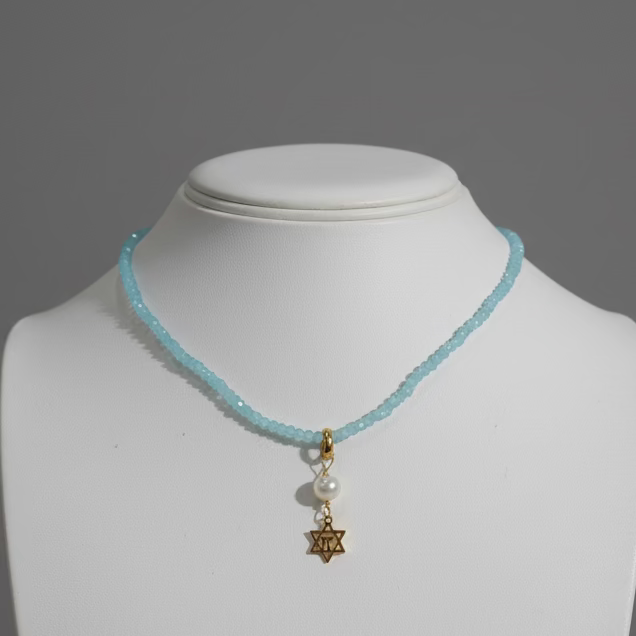 AQUAMARINE STAR OF DAVID NECKLACE