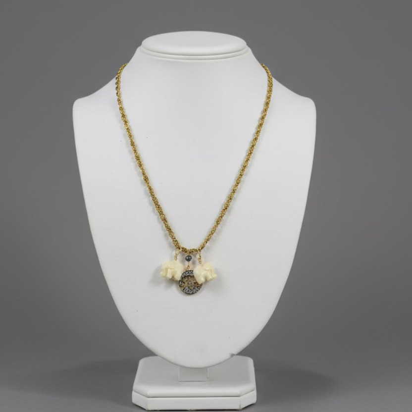 GOLD ELEPHANT TRIPLET NECKLACE