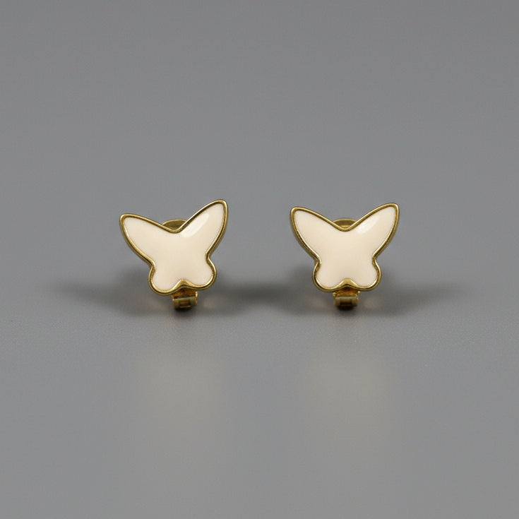 SMALL ENAMEL WHITE BUTTERFLY EARRING