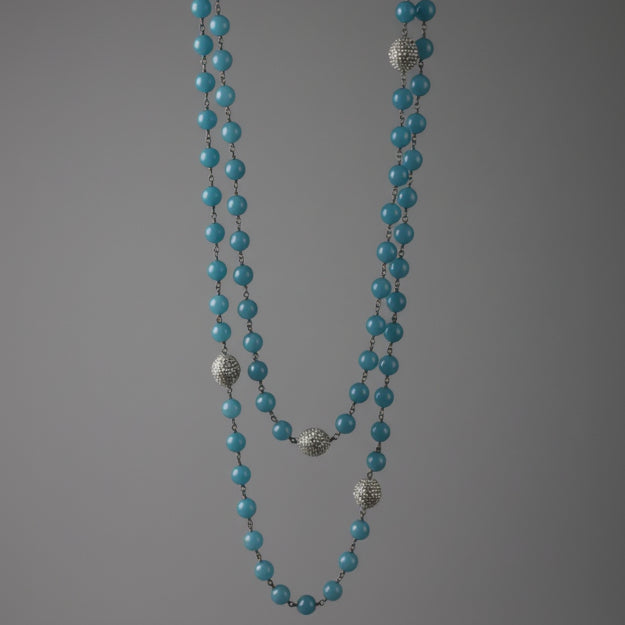 BEADED BLUE NECKLACE