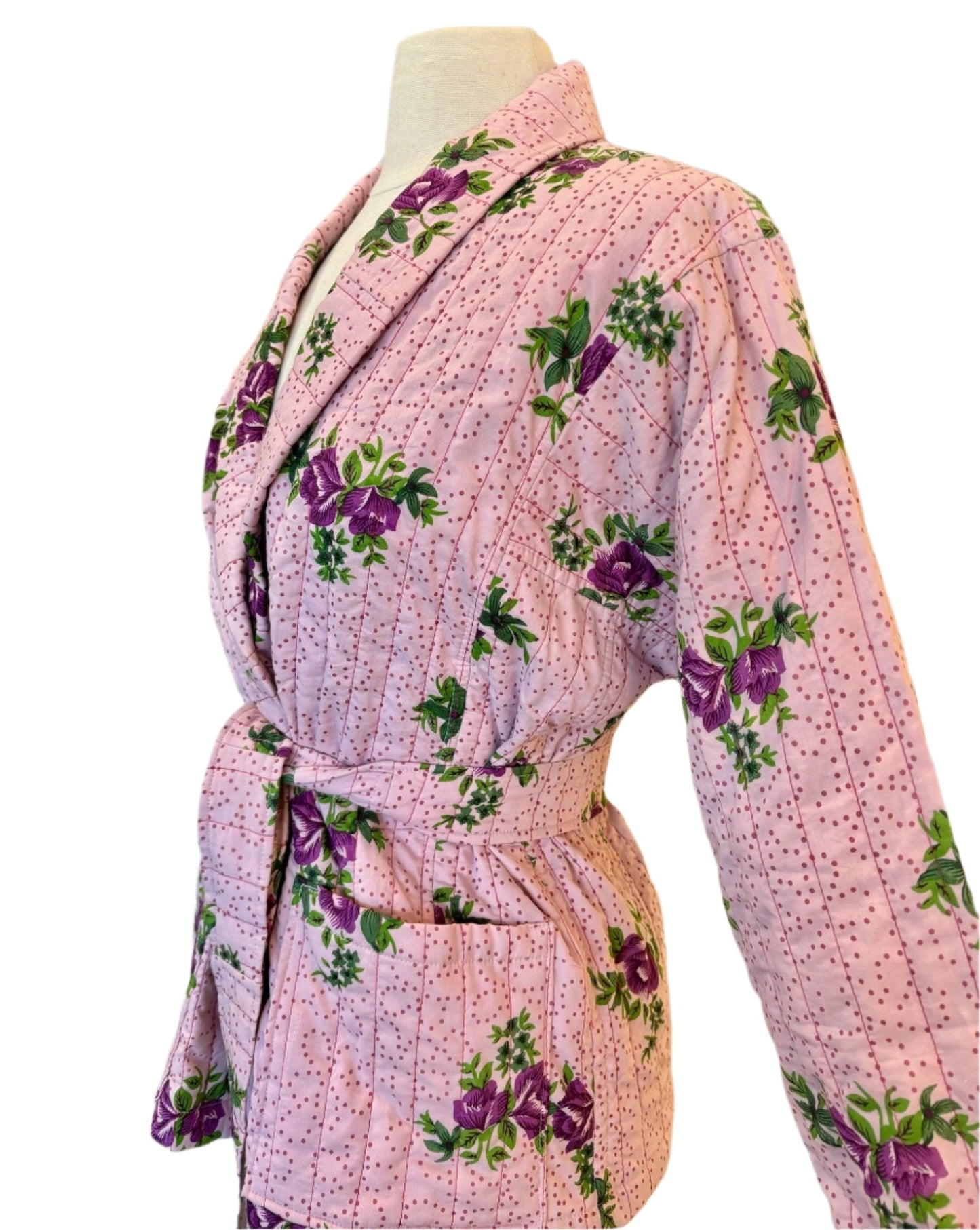ROSE QUILTED KIMONO-ONE SIZE