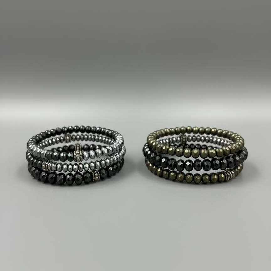 HEMATITE & PYRITE BRACELET SET