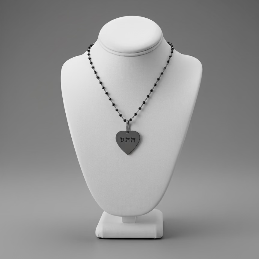SILVER HEBREW HEART NECKLACE