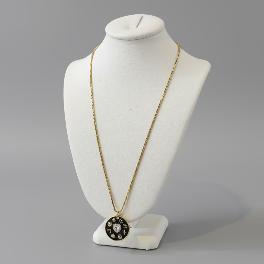 BLACK ENAMEL HEART NECKLACE