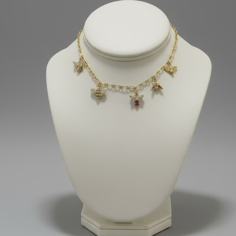 BEE YELLOW GOLD NECKLACE