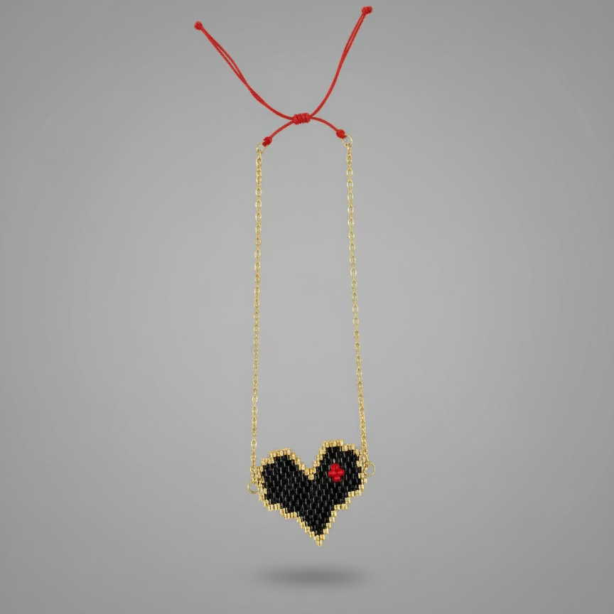 MIYUKI HEART RED STRING BRACELET