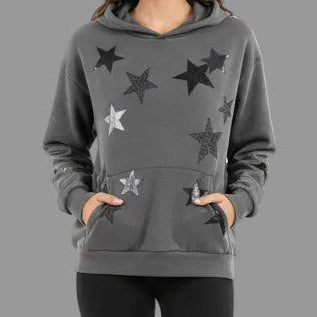LAINEY BLACK CRYSTAL STARS HOODIE