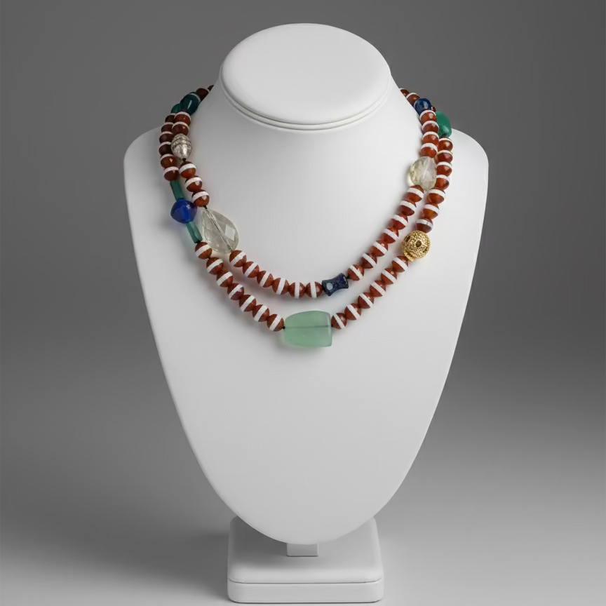 STRIPED AGATE CHARM NECKLACE