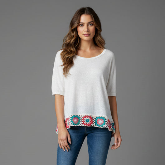 ABO CROCHET TRIM TEE