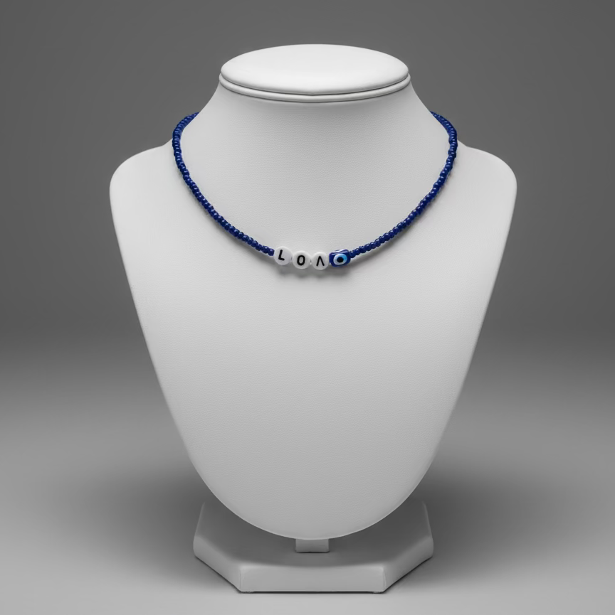 LOVE EVIL EYE BEADED NECKLACE