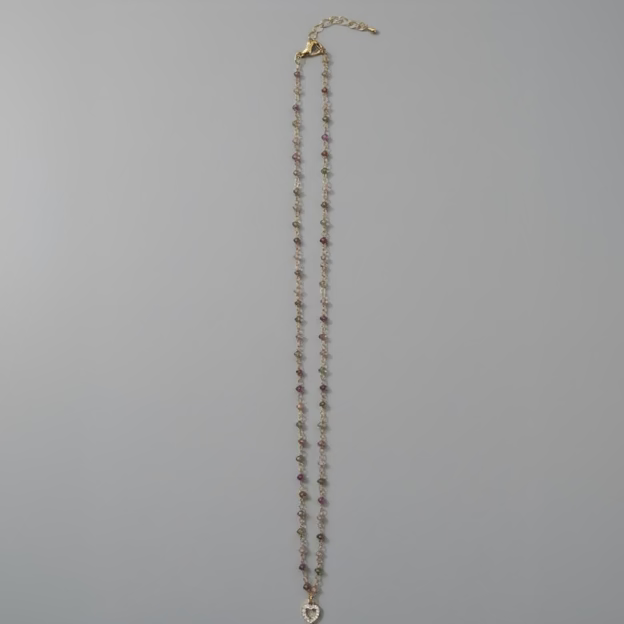 HEART/HAMSA CHARM NECKLACE