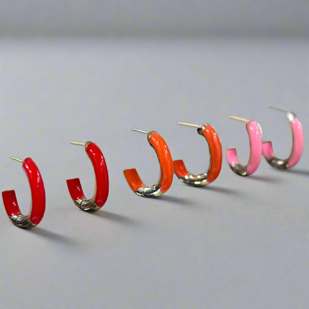 ENAMEL EARRING RED/PINK