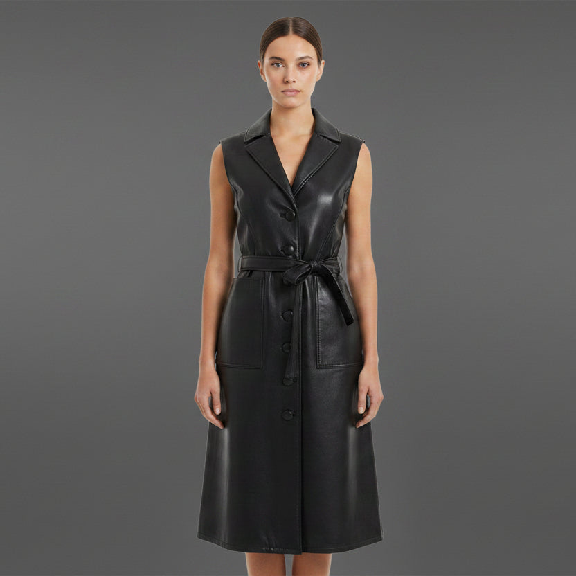 LOLA RECYCLED LEATHER DRESS