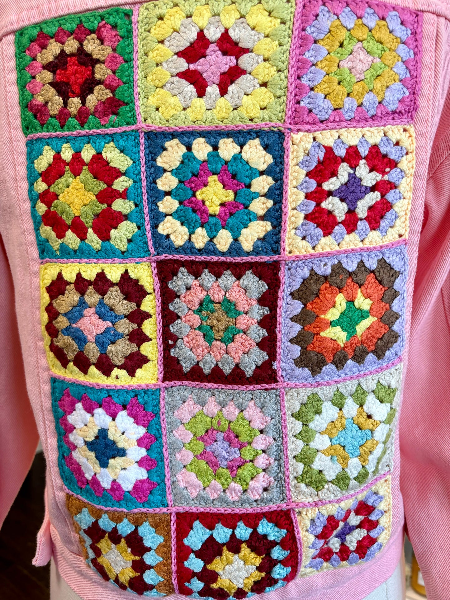PINK DENIM AND CROCHET JACKET
