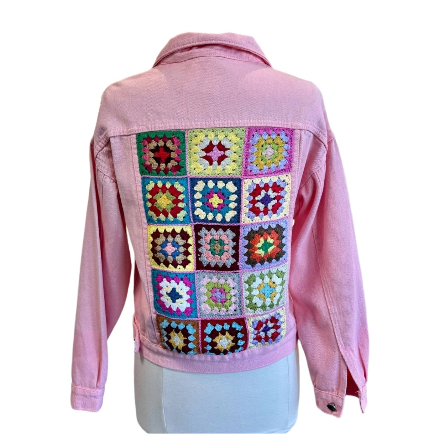 PINK DENIM AND CROCHET JACKET