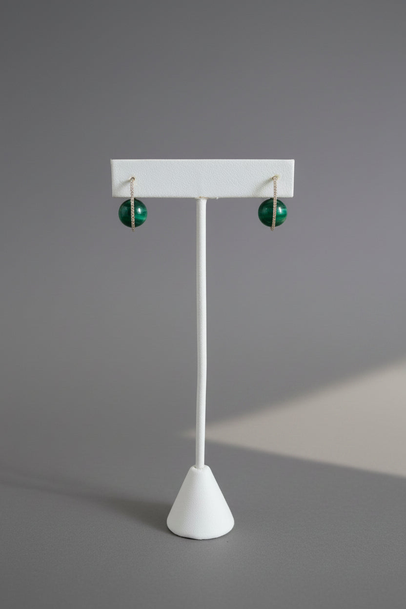 MALACHITE YELLOW GOLD 14CT EARRINGS
