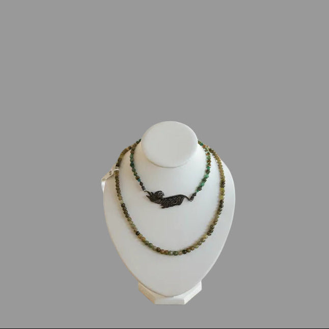 GREEN GARNET FEATHER NECKLACE