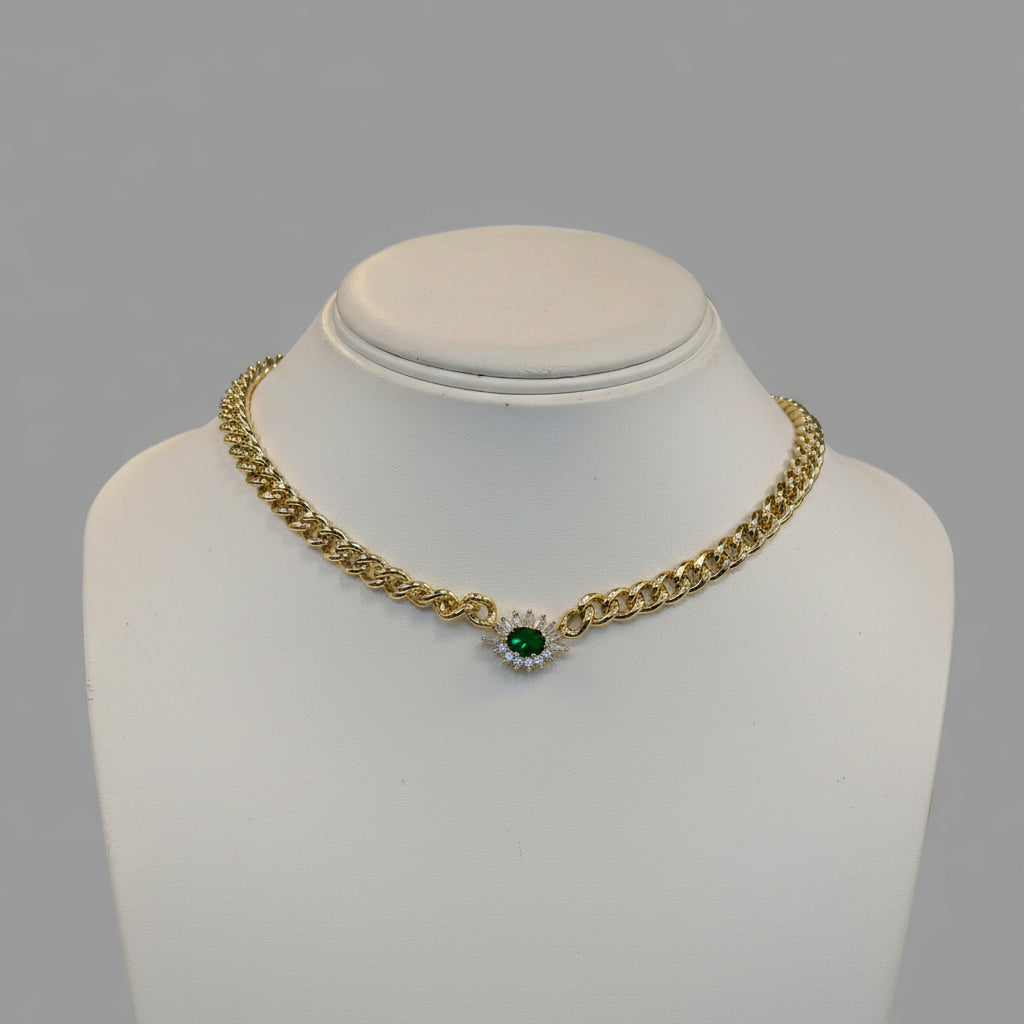 EMERALD ON GOLD CHAIN NECKLACE