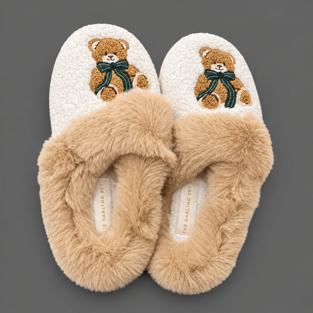 TEDDY BEAR THEO FURRY SLIPPERS