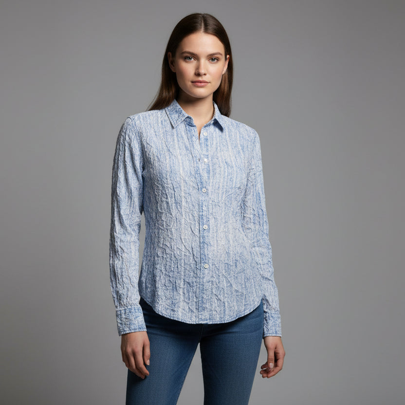 BLUE ALL OVER EMBROIDERY SHIRT
