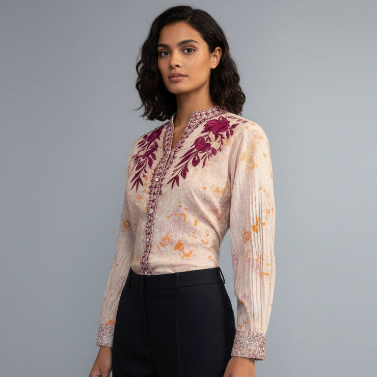 JEMB EMBROIDERED COLLAR TOP