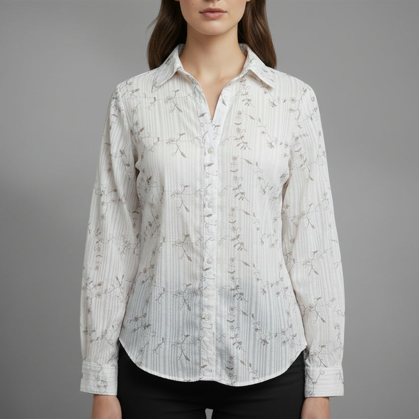 WHITE WITH BEIGE EMBROIDERY