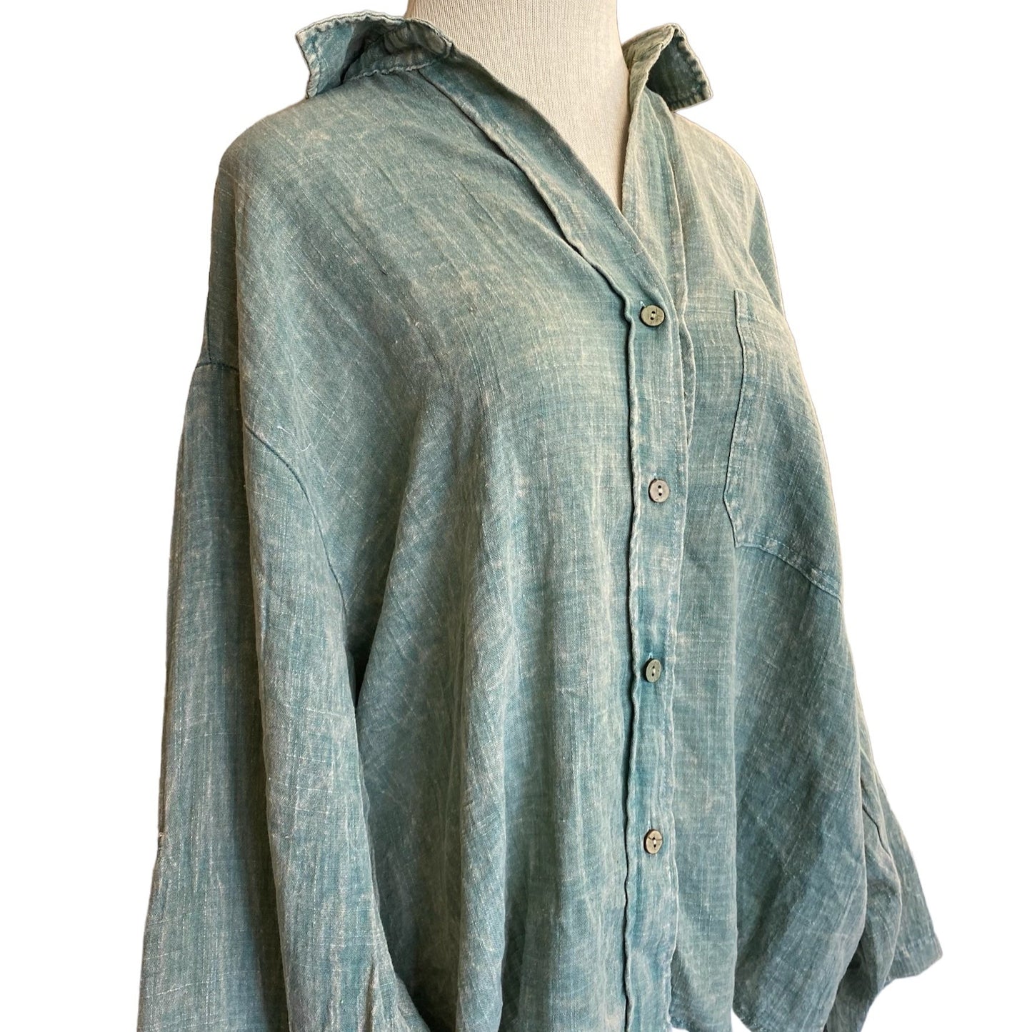 VINTAGE WASHED GREEN SHIRT W/ PATCH