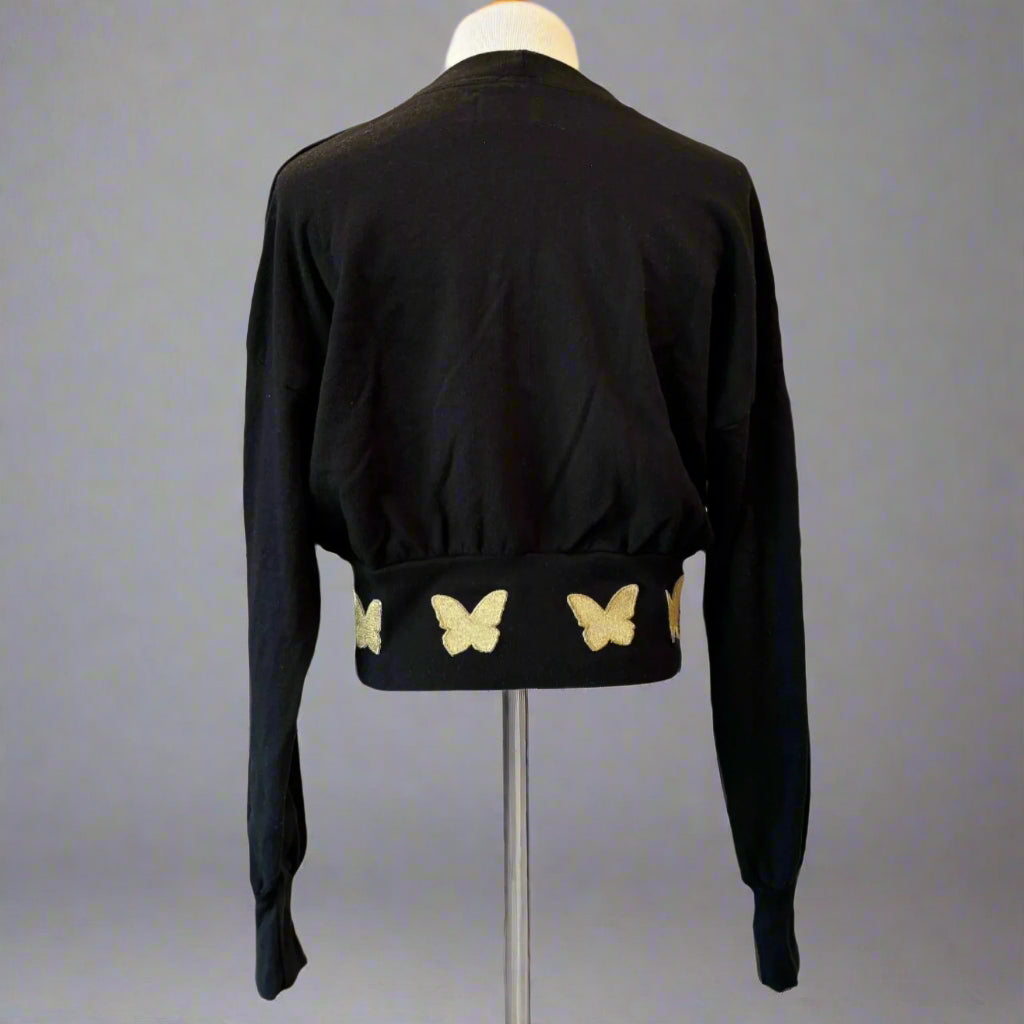 CARDIGAN WITH GOLD BUTTERFLY PATCHES