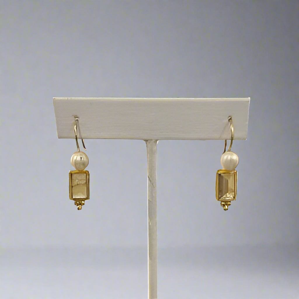CITRINE PEARL EARRINGS