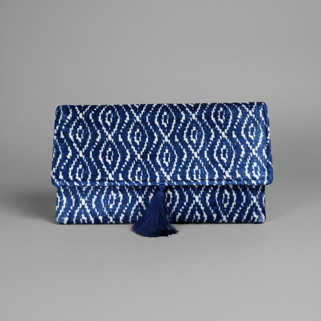 ROYAL BLUE VELVET CLUTCH