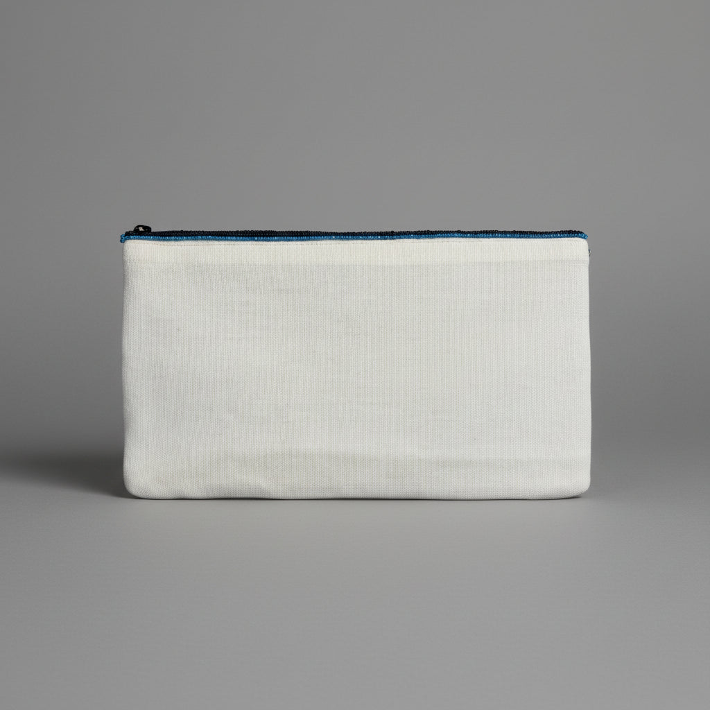 BLUE AZTEC BEADED CLUTCH
